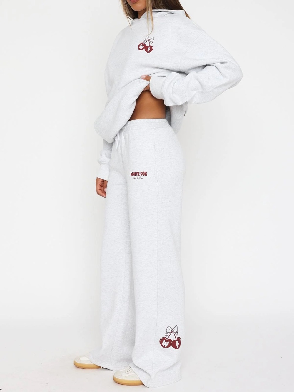 White Fox Feel The Love Wide Leg Sweatpants